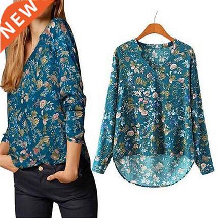 HOT SALES!!!!!! Women Casual Long Sleeve V-neck Floral Print