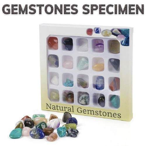20pcs/set Natural Stone Fossil Box Raw Mineral Crystal