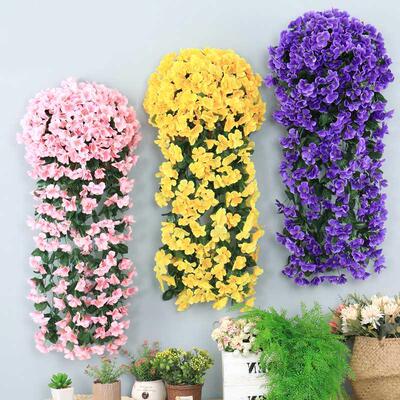 Fashion Violet Artificial Flowers Wall Hanging Basket Flower