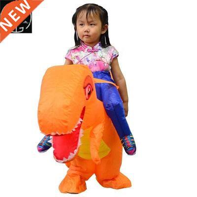 orange trumpet big head dinosaur riding dinosaur parent-chil