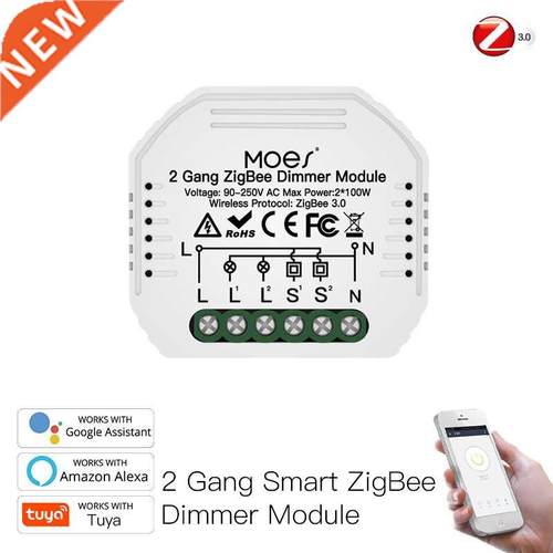 Mini DIY Tuya Zigbee Smart 2 / Gang Light Dimmer Module Hub