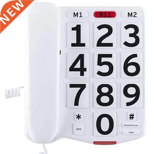 Large Letter Key Landline, Wired Desktop Phone With