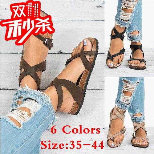 4041424大码平底妇女夹脚凉鞋Women's large, clip-on sandals
