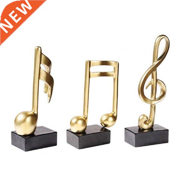 3Pcs Golden Musical Note Figurine Handicraft Piano Ornament