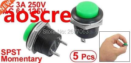 5 x Momentary SPST NO Green Round Cap Push Button Switch AC