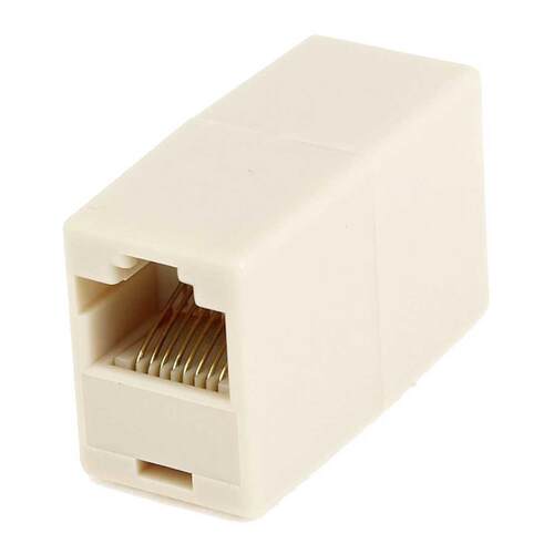 RJ45 Double Female Plug Telephone Adapter Connector Beige