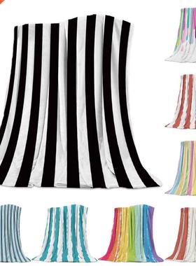 Smple Black Whte Strped Bedspread Blankets verlet Throw B