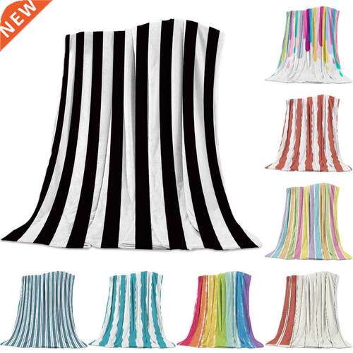 Smple Black Whte Strped Bedspread Blankets verlet Throw B