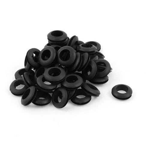 50 Pcs Rubber 14mm Open Hole Ring Dual Side Wiring Grommet