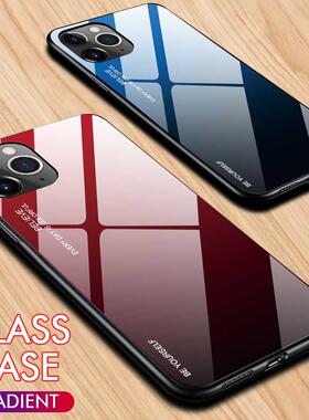 For iPhone 12 11 Pro Max Case Gradient Tempered Glass Case F