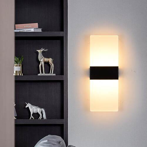 Mini 4/6/12/18W Led Acrylic Wall Lamp AC90-260V Long warm wh