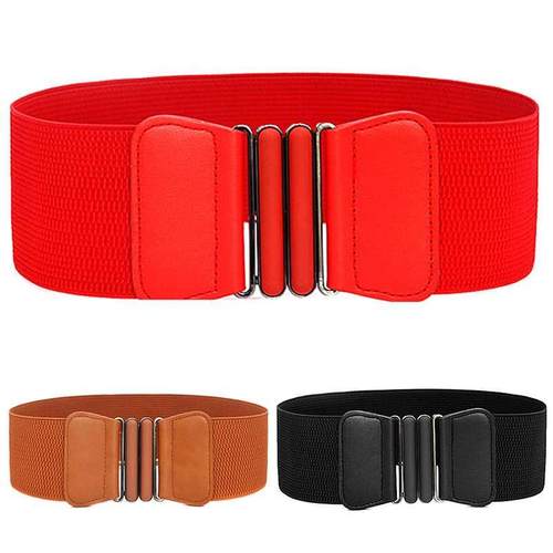 Women Fashion Wai Belts Lady Solid Sretch Elaic Wide Bel