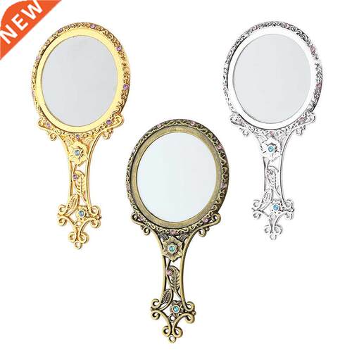 Portable Vintage Hand Held Mirror Travel Compact Makeup Beau