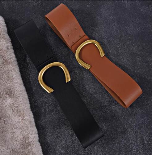 Punk Vintage Big Buckle Belts For Women New Design Black Wai
