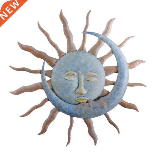 Moon & Sun Metal Pendant Colorful Garden Wall Art Hangin