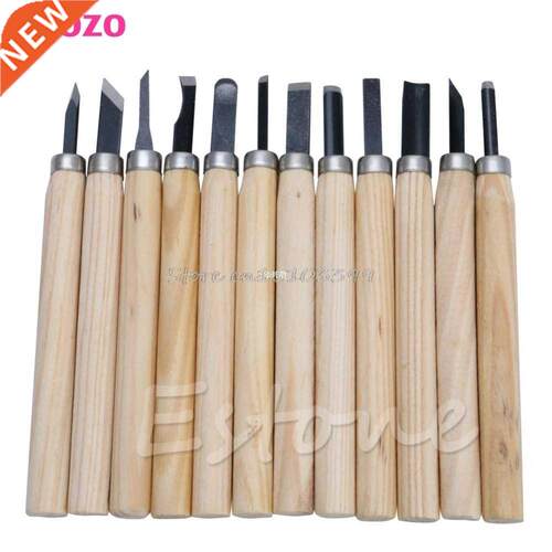 12Pcs Professional Wood Carving Hand Chisel Knife To Set W