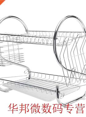 2 Tier Iron Dish Cup Drainer Kitchen Drip Tray Plates Cutler