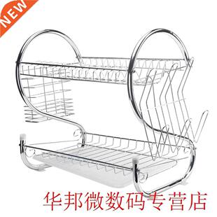 2 Tier Iron Dish Cup Drainer Kitchen Drip Tray Plates Cutler