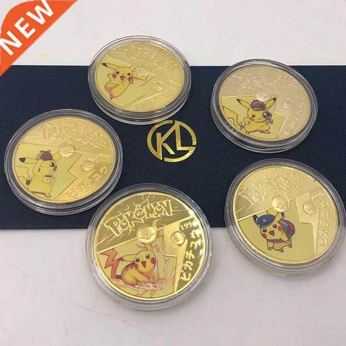 5 styles Japanese Anime Pokémon Gold Coin Card Pikachu Gild