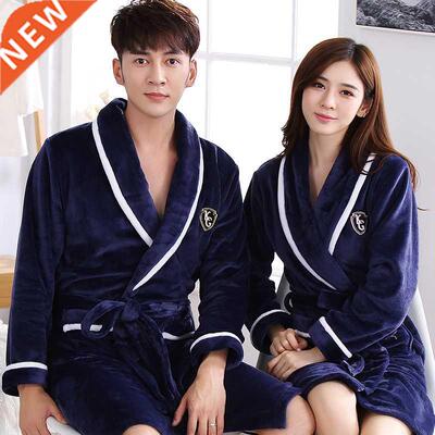 Winter Thick Warm Female Coral Fleece Kimono Robe Lovers Cou