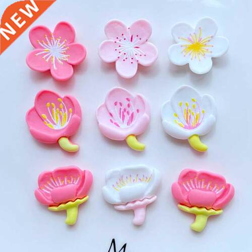 10Pcs New Cute Mini Cartoon Peach Blossom / Flower Flat Back