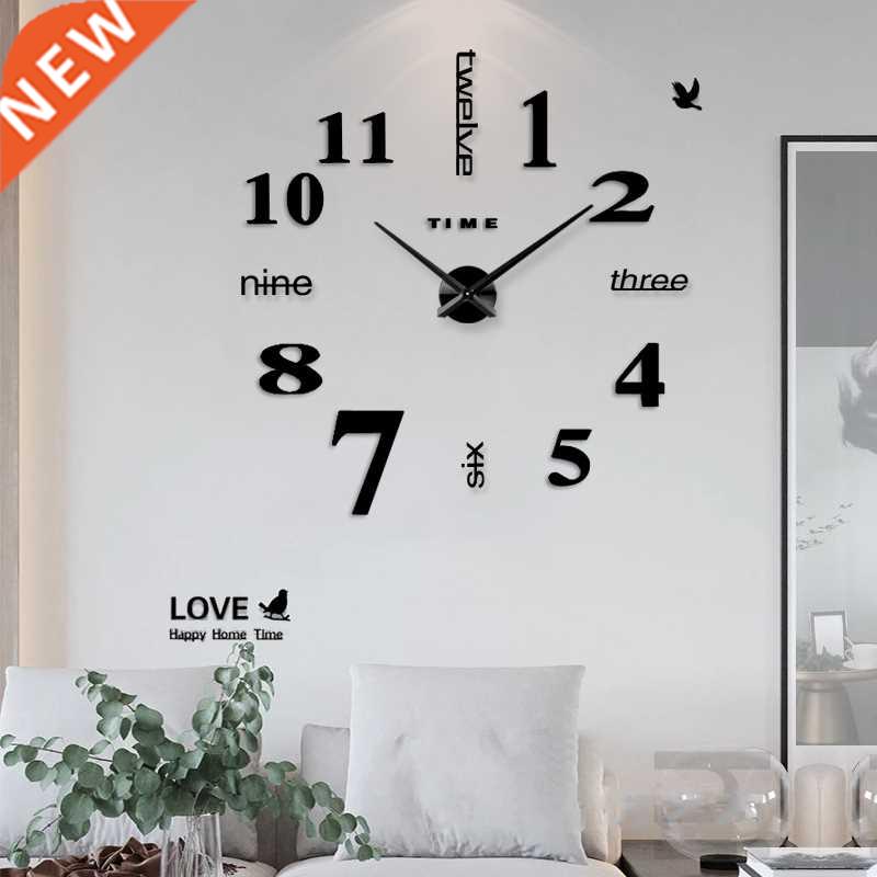 Large Wall Clock Quartz 3D DIY Big Watch Decorative Kitchen