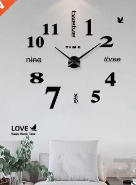 Large Wall Clock Quartz 3D DIY Big Watch Decorative Kitchen
