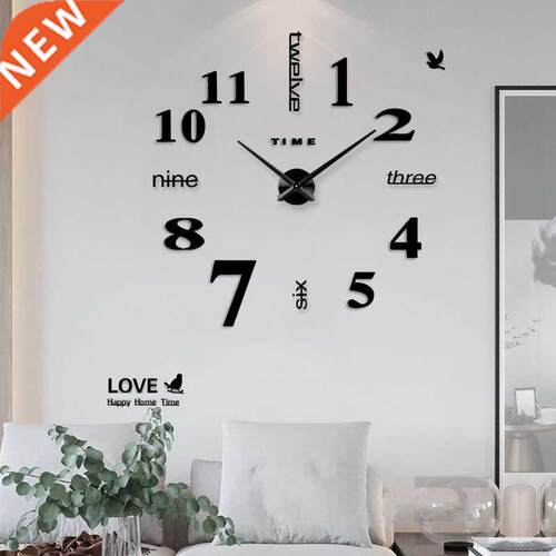 Large Wall Clock Quartz 3D DIY Big Watch Decorative Kitchen