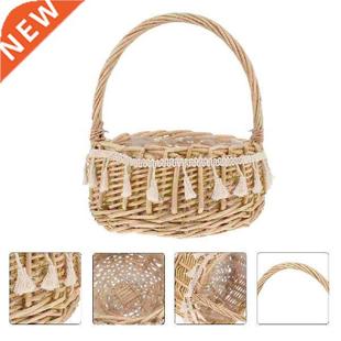 Basket Flower Woven Wicker Wedding Girl Decorative Handle