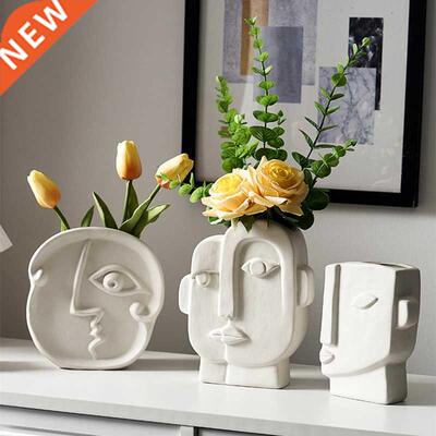 Nordic Decor Creative Art Face Shape Porcelain Flower Vase H