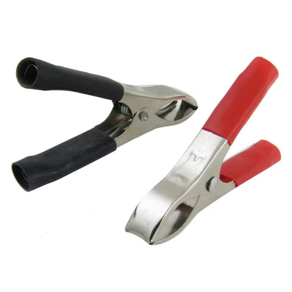 2 Pairs Black Red 30A Soft Boots Car Battery Clip Clamps