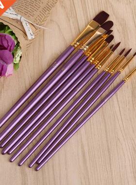 10Pcs Artist Paint Brush Set Nylon Hair Watercolor Acrylic O