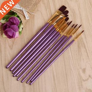 10Pcs Artist Paint Brush Set Nylon Hair Watercolor Acrylic O