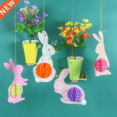 4pcs Easter Honeycomb Rabbits Set for Home Decor Hanging Ea