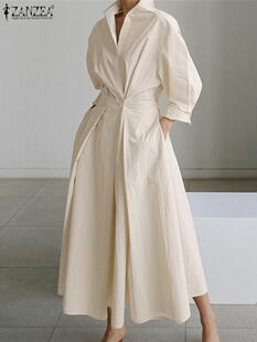 Oversized Elegant Women Spring Sundress ZANZEA Fashion Lapel