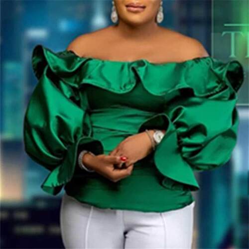 Sexy high waist flared sleeve large ladies' African blouse21
