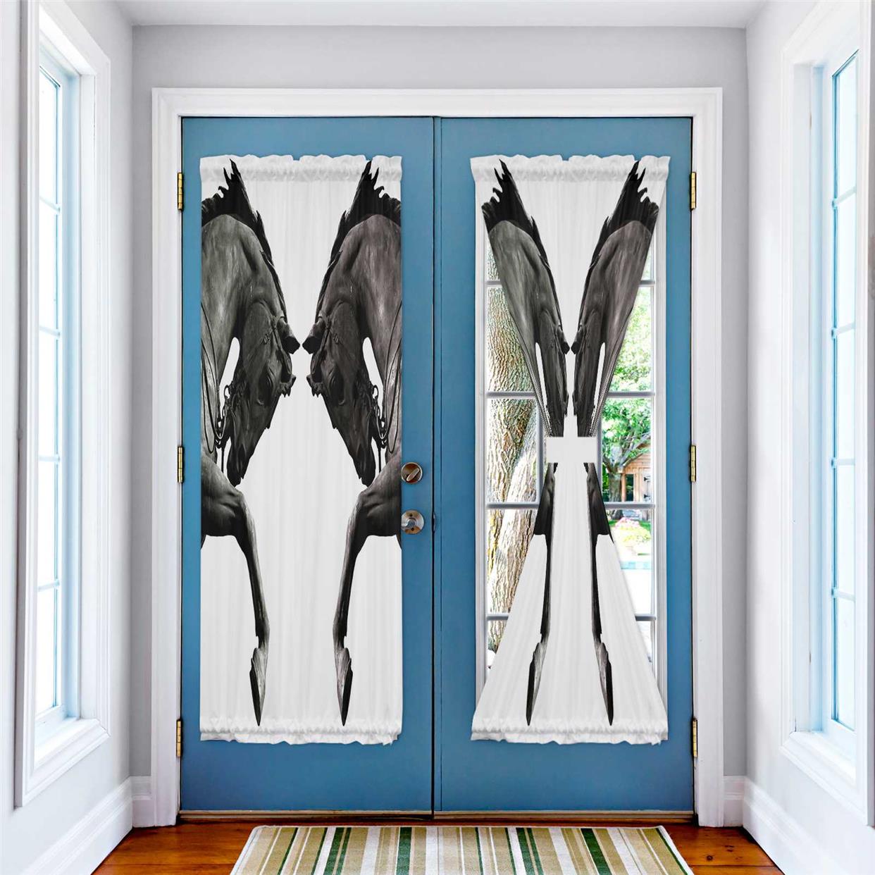 horse bronze symmetrical retro door curtains for kitchen