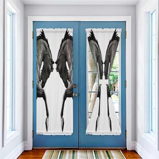 Horse Bronze Symmetrical Retro Door Curtains for Kitchen