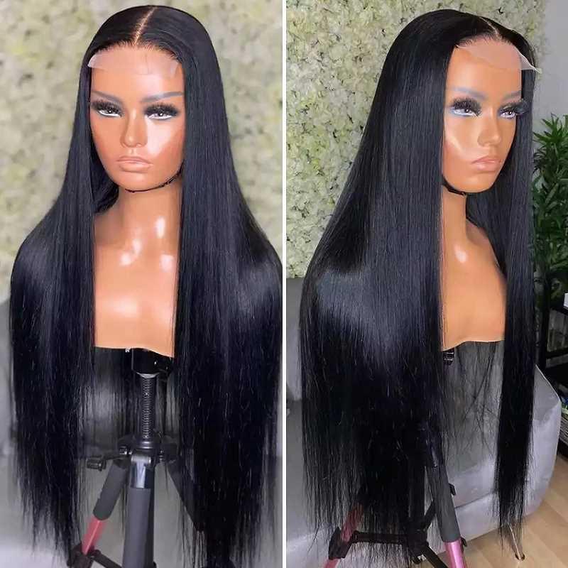 Heat Resistant Hair Black 26 inch Synthetic Lace Front Wig F