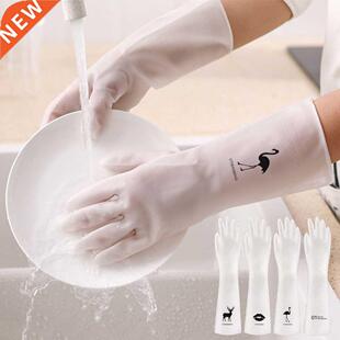 1Pairs PVC Rubber Gloves Dishwashing Rubber Gloves Waterproo