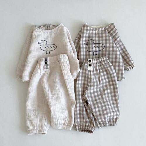 Spring Summer New Baby Cotton Linen Clothes Set Boys And Gir
