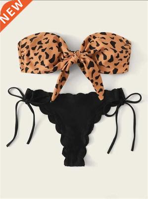 Beach Bikini 2020 Woman Sexy Front Lace Up Tie Strapless Leo