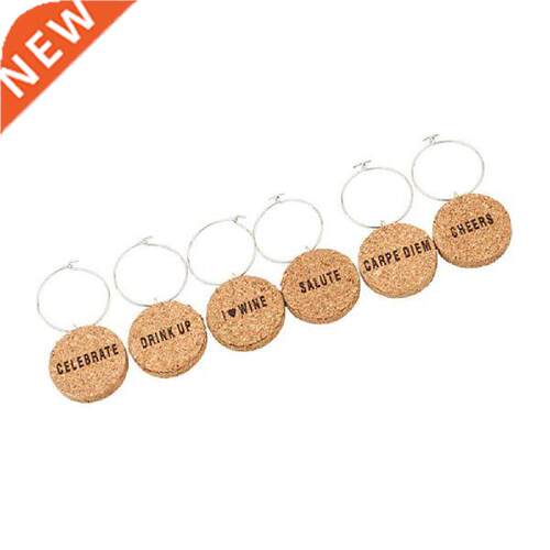 6 Pcs Cork Glass Charms  Goblet Glass Rings with Wire