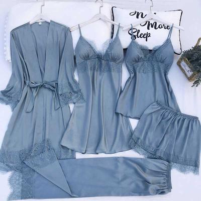 Pajamas Set Silk Satin Womens Lace Nightwear Spring Strap Py