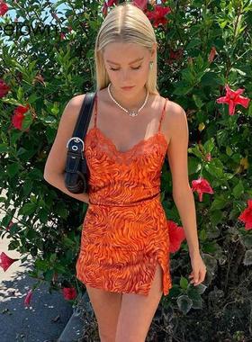 Sweetown Patchwork Lace Edge Cute Women's Dress Stripe New K