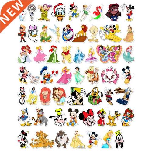 Disney 56pcs Princess Mickey Minnie Cartoon Stickers Skateb
