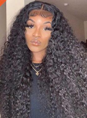 Kinky Curly Human Hair Wig Loose Deep Wave Wig Hd Transparen