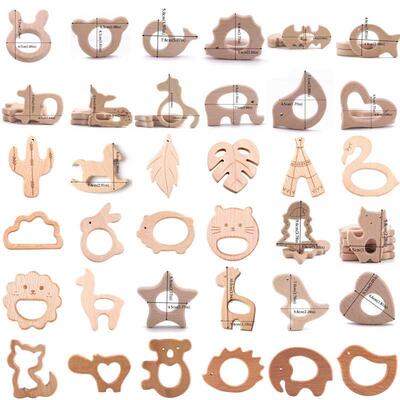 1pc Baby Teether Wooden Animal Pacifier Pendants BPA Free Be