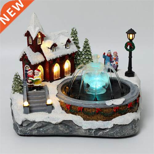 New Christmas Fountain House Luminous Snow View House Happy
