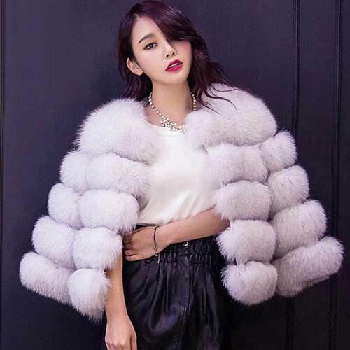 HJQJLJLS 2021 Winter New Fashion Women Faux Fur Coat Female